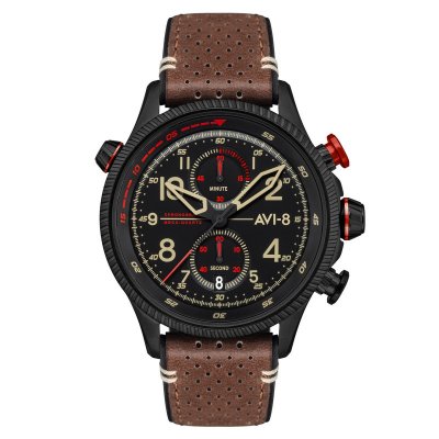 AVI 8 Avi8 Homme Analogique Quartz Montre avec Bracelet en Cuir AV-4080-04