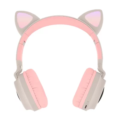 AVIZAR  Casque Audio Bluetooth Design Oreilles Chat pour Smartphone/Tablette beige 