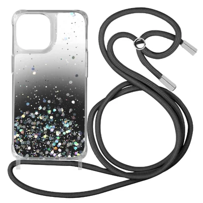 AVIZAR  &Eacute;tui &agrave; Paillettes avec Sangle Amovible D&eacute;grad&eacute; Noir pour iPhone 13 Pro Max