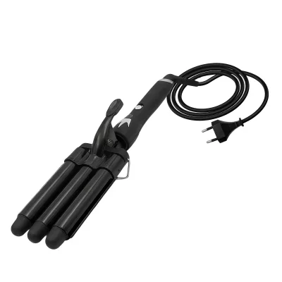  Avizar Fer &agrave; Boucler 3 Tubes Multifonction 70W pour Cheveux Humides ou Secs Noir