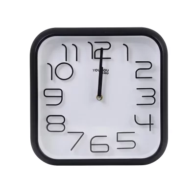 Avizar Horloge Murale Carr&eacute;e avec M&eacute;canisme Silencieux 33x33cm Noir