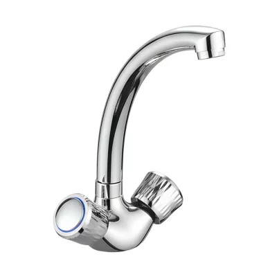AVIZAR  Robinet Lavabo Double Commande Argent