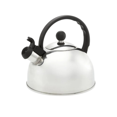 AXENTIA  220353 bouilloire &agrave; sifflet en inox 2,5 l poign&eacute;e noir