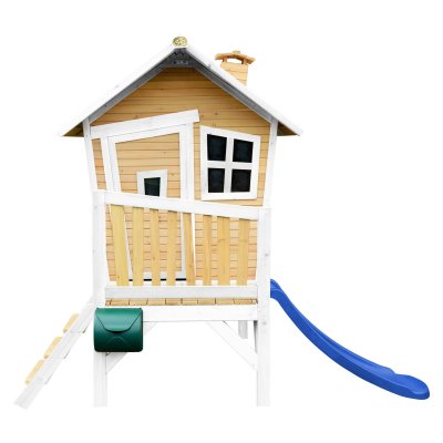 AXI  cabane enfant robin brun blanc avec toboggan bleu A030.045.31
