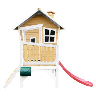 AXI  cabane enfant robin brun blanc avec toboggan rouge A030.045.21