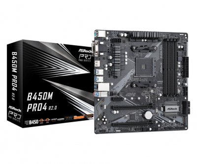 ASROCK B450m pro4 r2.0 90-mxbeg0-a0uayz amd b450 ddr4 noir