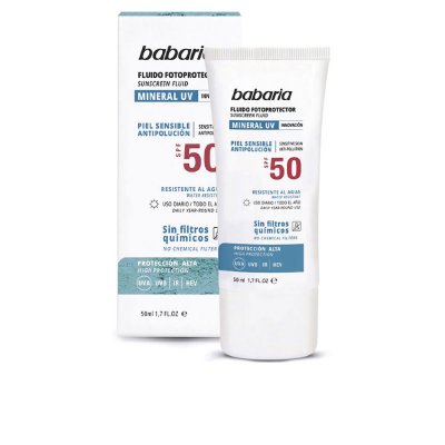 BABARIA  Solaire Cr&egrave;me Solaire Visage Fluide Min&eacute;ral SPF50 50 ml