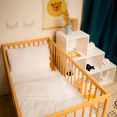 BABY FOX  Drap housse b&eacute;b&eacute; blanc percale bonnet 15 cm 60x120
