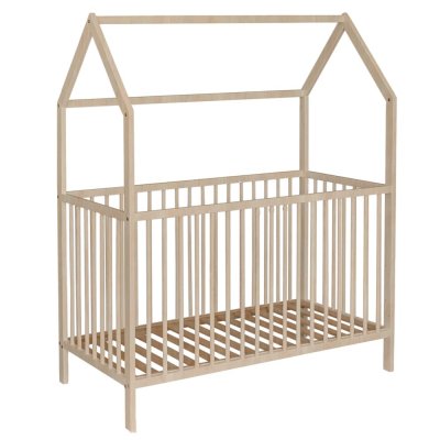 BABY FOX  Lit b&eacute;b&eacute; cabane &eacute;volutif en bois massif naturel 60x120