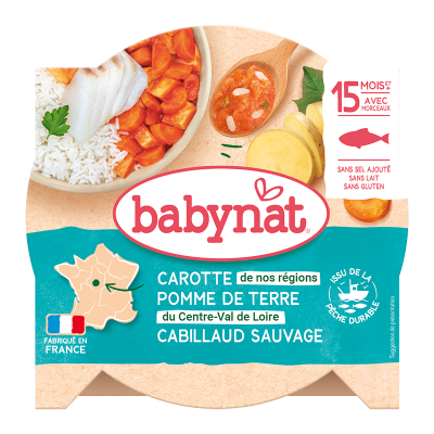BABYBIO  Assiette Carotte Des Landes, Pomme De Terre, Cabillaud 260g