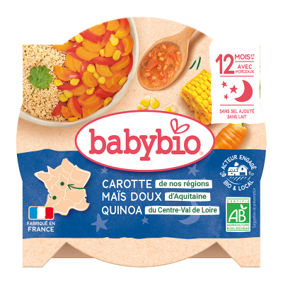 BABYBIO  Assiette Fondue Carotte Ma&iuml;s Quinoa 230 G - Lot De 5