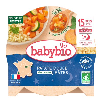 BABYBIO  Assiette Marmite Du Potager Patate Douce/Bl&eacute; 260 G - Lot De 4