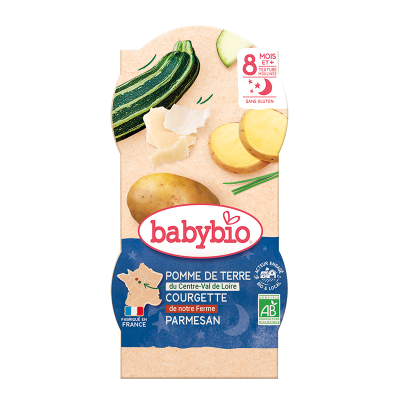 BABYBIO  Bols Bonne Nuit &Eacute;cras&eacute; Pomme De Terre Courgette 2x200g