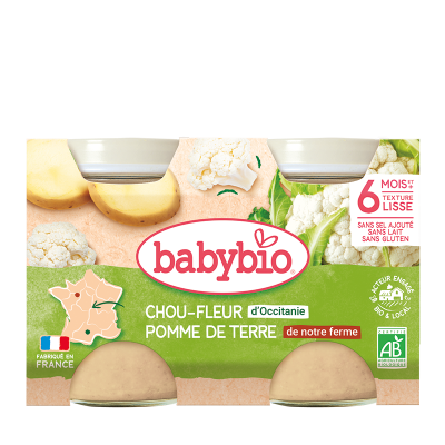 BABYBIO  Chou-Fleur et Pomme de Terre des 6M Bio - 2x130G