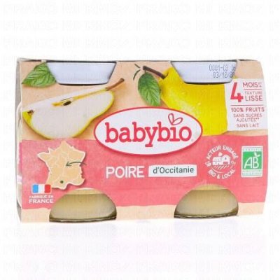 BABYBIO  Fruits Pot Poire de Provence +4m Bio 2 x 130g