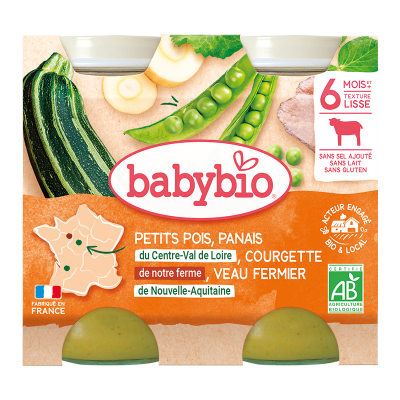 BABYBIO  Petits pots l&eacute;gumes et veau 6M 2x200G Bio -