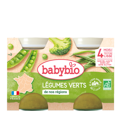 BABYBIO  Petits pots l&eacute;gumes verts bio +4mois 2x130g
