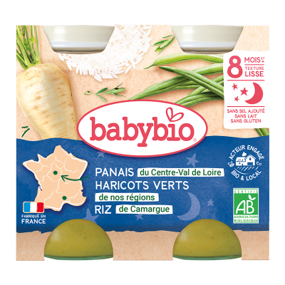 BABYBIO  Petits Pots Panais Haricots Verts Riz 2x200g