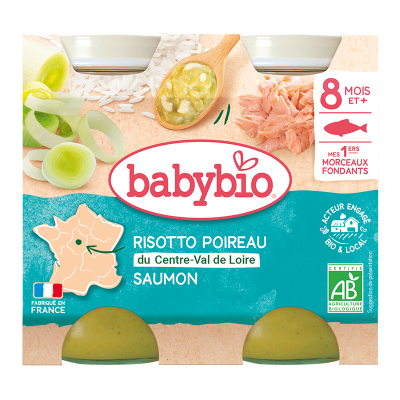 BABYBIO  Risotto Poireau Saumon 8M+ Bio 2x200g