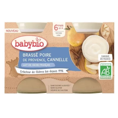 BABYBIO  Yaourt poire &agrave; la cannelle 2 Unit&eacute;s