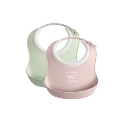 BABYBJORN BABYBJ&Ouml;RN Mini Bavoir, lot de 2, Vert Pastel/Rose Pastel