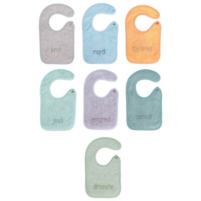 BABYCALIN  Lot de 7 bavoirs Naissance Journalier - 17 x 29 cm