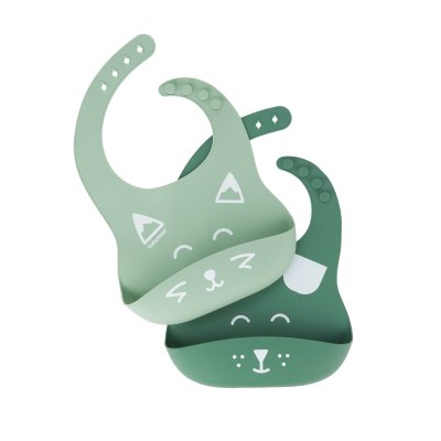 BABYMOOV  Lot de 2 bavoirs en silicone BIB'ISY, avec poche ventrale