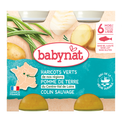 BABYBIO BABYNAT Petits Pots Menu du Jour - 2 x 200g - D&egrave;s 6 Mois L&eacute;gumes Colin Sauvage