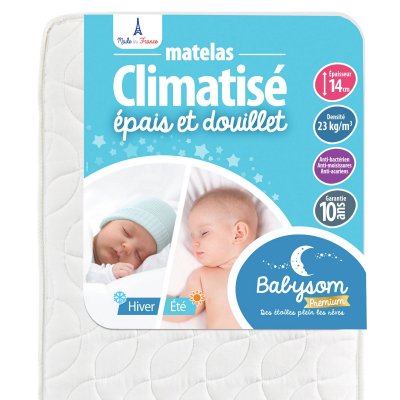 BABYSOM  - matelas climatis&eacute; et&eacute;/hiver 60 x 120 - d&eacute;houssable