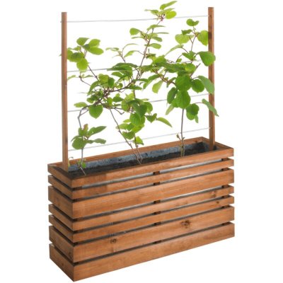 CERLAND Bac &agrave; fleur treillis LIGN Z CL3B 100 X 30 CM - Marron/gris