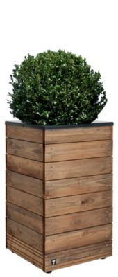 JARDIPOLYS Bac &agrave; fleurs carr&eacute; en sapin et acier noir selekt hauteur 80cm 0281467