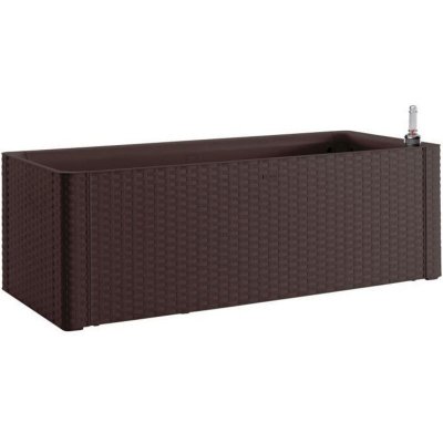 STEFANPLAST Bac a fleurs rectangulaire Natural Delux - 100x43xH33cm - 90 + 6,5L dans la r&eacute;serve - Moka