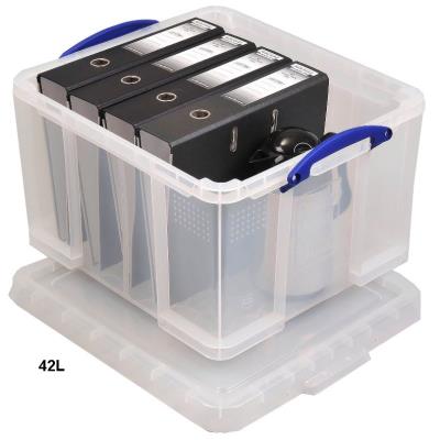 REALLY USEFUL BOX Bac De Rangement Plastique + Couvercle 42l T Ransparent