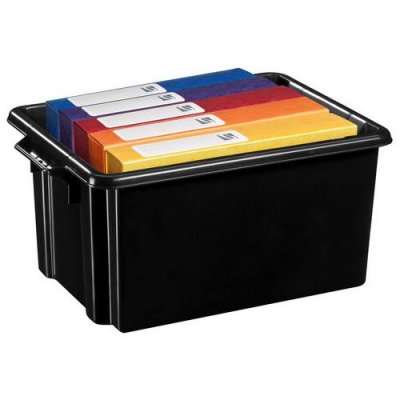 CEP Bac de rangement recycl&eacute; Strata - 32 litres - Lot de 5 - Noir