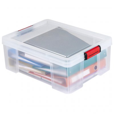 SUNDIS Bac plastique renforc&eacute; Clip'N Store - 27 Litres - Transparent / Argent
