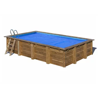 GRE B&acirc;che &agrave; bulles pour piscine bois rectangulaire Mango 6,18 x 3,20 m - Gr&eacute;