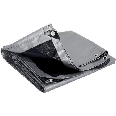 WOLTU B&acirc;che de Protection PE pour Piscine  - 4x5m - 280g/m&sup2; - Gris+Noir
