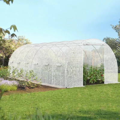 IDMARKET B&acirc;che de rechange 140gr/m&sup2; pour serre tunnel 18 m&sup2; transparente CRIM&Eacute;E