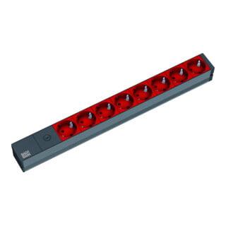BACHMANN  19'''' 2m 8x Schuko H05VV-F 3G 1.00mm&sup2; multiprise 8 sortie(s) CA Noir, Rouge