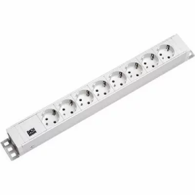 BACHMANN  Multiprise 19 pouces 8x prises avec protection H=52mm blanc 333.001
