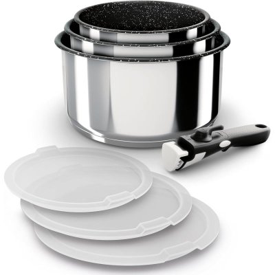 BACKEN  Set de Casseroles - Inox - 7 pi&egrave;ces - Tous feux dont induction