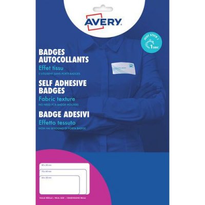 AVERY Badge Adh&eacute;sif En Textile Blanc 635x296mm