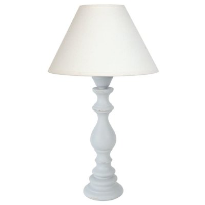 TOSEL BAGNOLET - Lampe de chevet colonne bois blanc cerrus&eacute;