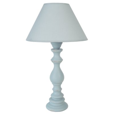 TOSEL BAGNOLET - Lampe de chevet colonne bois gris bleu