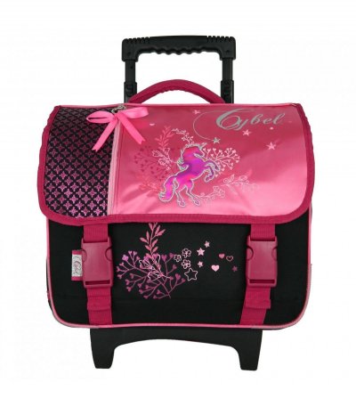 CYBEL Bagtrotter Cartable &agrave; roulettes  Cheval Licorne 38cm Rose
