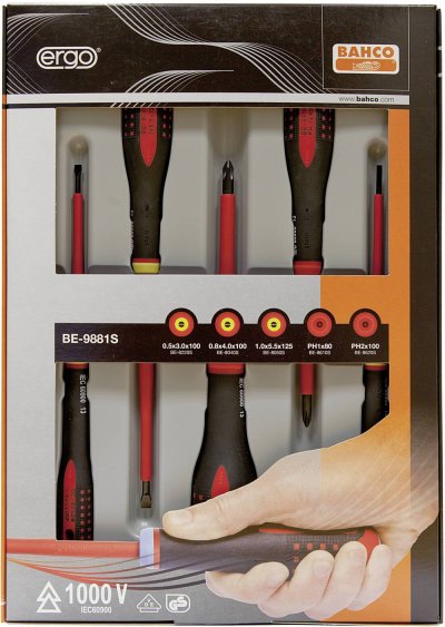 BAHCO  5 pi&egrave;ces Ensemble de tournevis ergonomiques BE-9881S