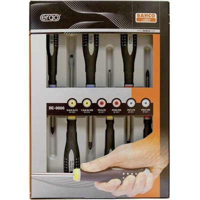 BAHCO  9886 Jeu de 6 tournevis ergonomiques PZ/PH/Plat (Import Grande Bretagne)