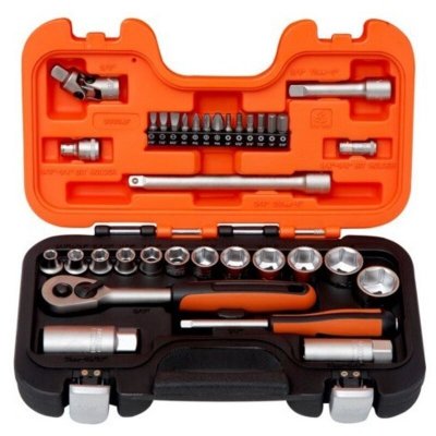 BAHCO  ASSORTIMENT DE DOUILLES 1/4+3/8"", 34 PCS, POUCE - S330AF