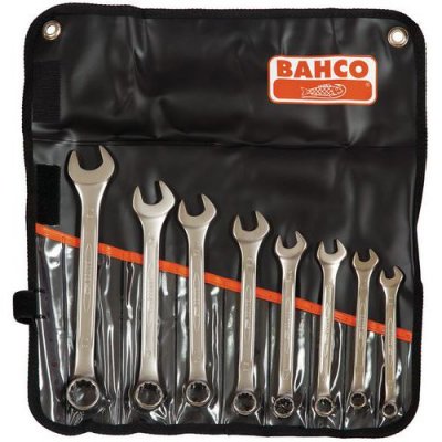 BAHCO  - Jeu de 8 cl&eacute;s mixtes plates en pochette en plastique noire
