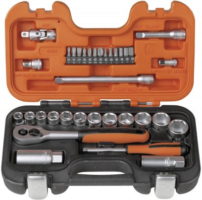 BAHCO  S330 - Jeu de douilles 6 pans 1/4''et 3/8''m&eacute;trique et cliquet
